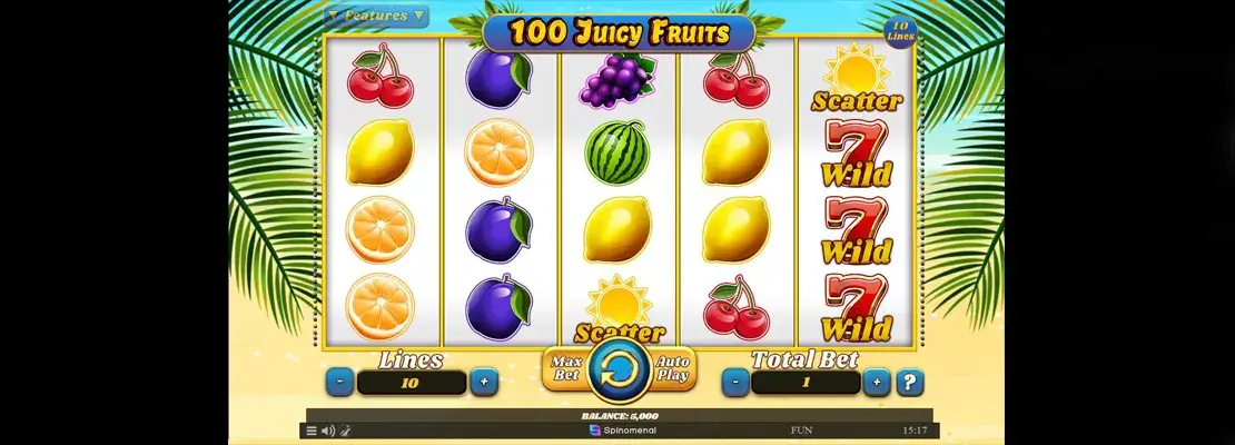Úvodná obrazovka hry 100 Juicy Fruits