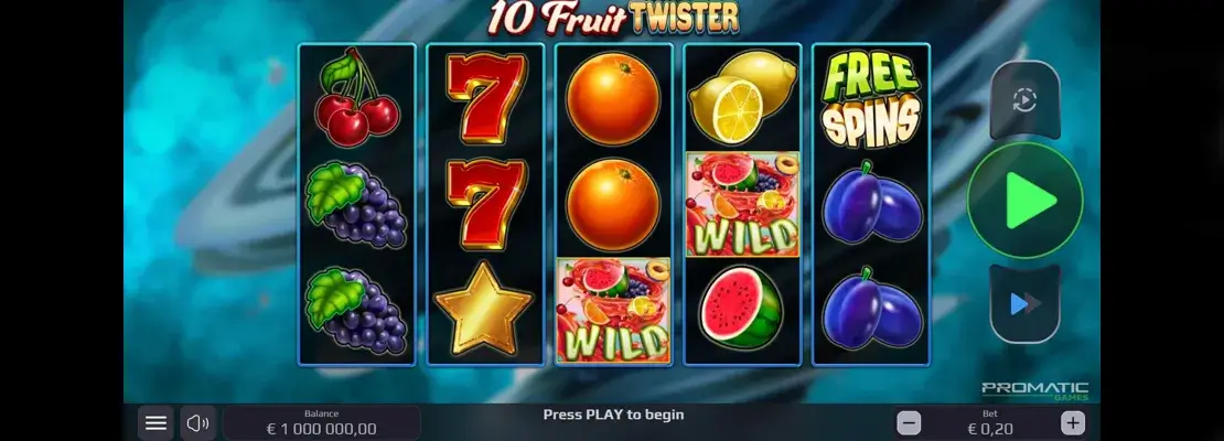 Úvodná obrazovka hry 10 Fruit Twister