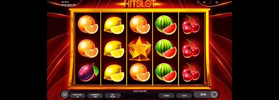 Úvodná obrazovka hry 2022 Hit Slot