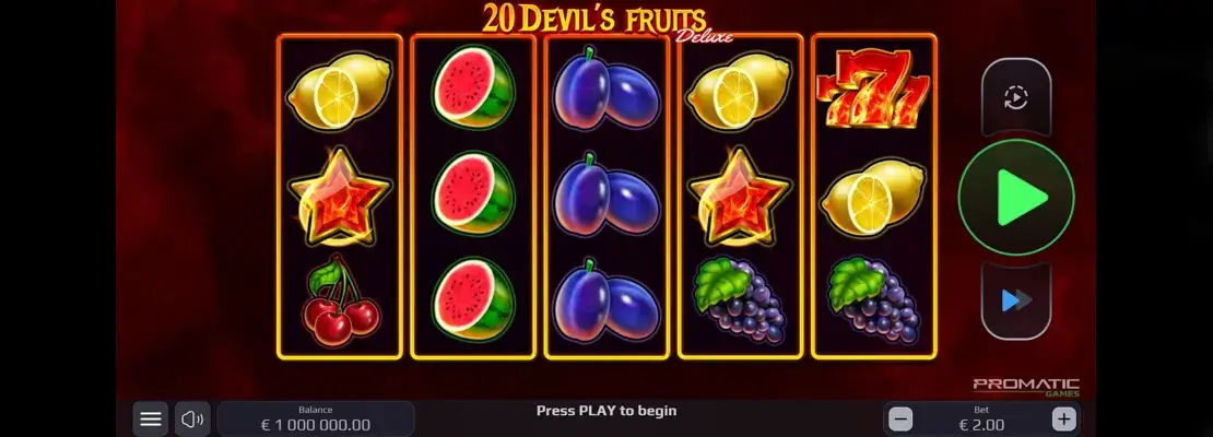 Úvodná obrazovka hry 20 Devils Fruits Deluxe