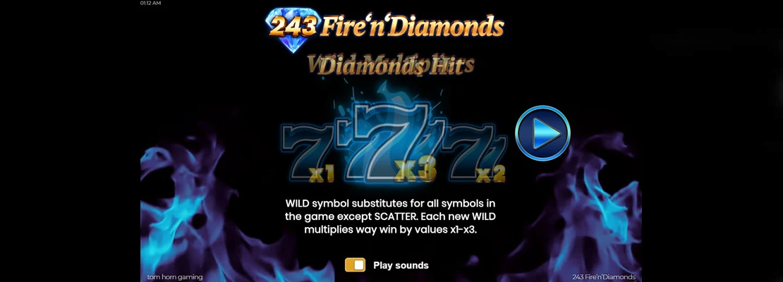 Úvodná obrazovka hry 243 Fire n Diamonds