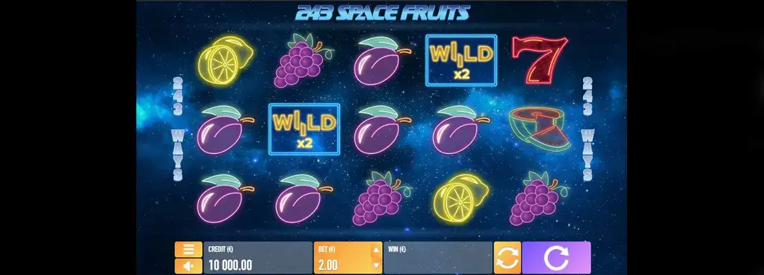 Úvodná obrazovka hry 243 Space Fruits