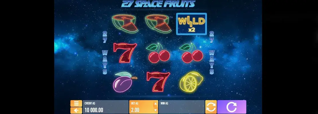 Úvodná obrazovka hry 27 Space Fruits