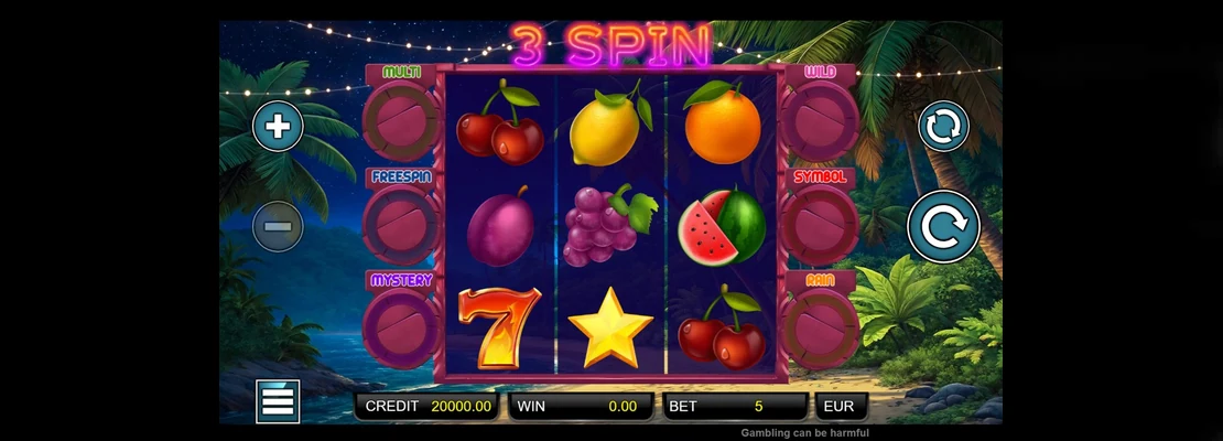 Úvodná obrazovka hry 3 Spin