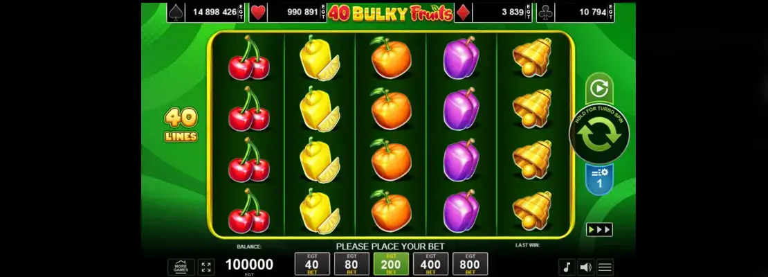 Úvodná obrazovka hry 40 Bulky Fruits