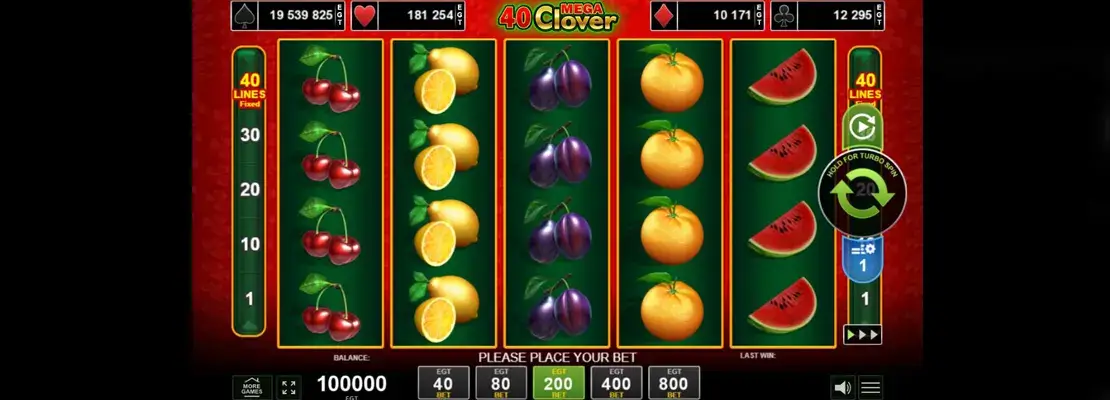 Úvodná obrazovka hry 40 Mega Clover