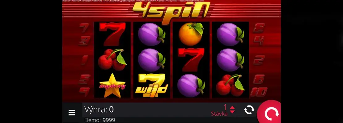 Úvodná obrazovka hry 4spin