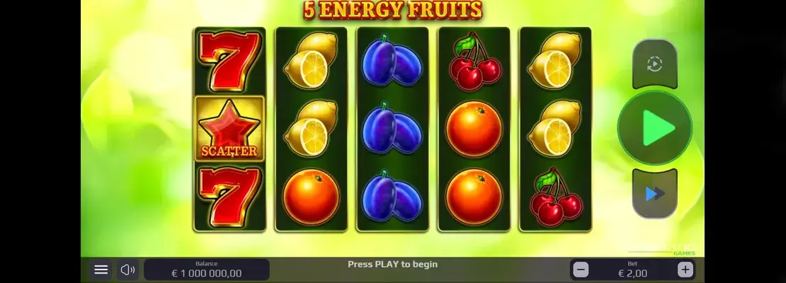 Úvodná obrazovka hry 5 Energy Fruits