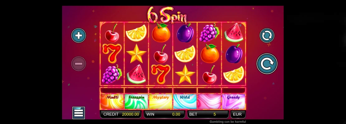 Úvodná obrazovka hry 6 Spin
