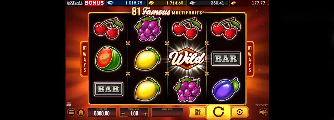 Úvodná obrazovka hry 81 Famous Multifruits