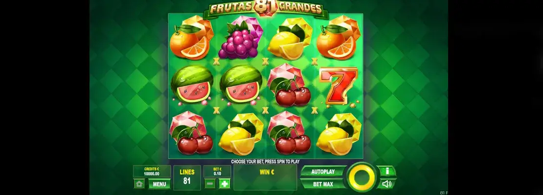 Úvodná obrazovka hry 81 Frutas Grandes