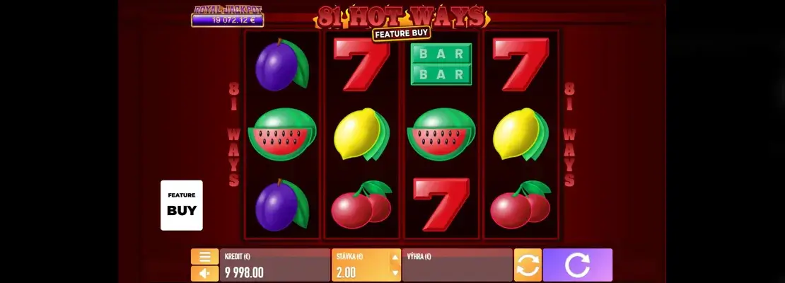 Úvodná obrazovka hry 81 Hot Ways Feature Buy
