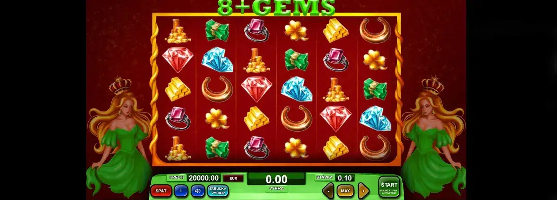 Úvodná obrazovka hry 8 Plus Gems