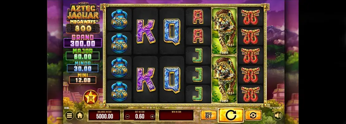 Úvodná obrazovka hry Aztec Jaguar Megaways