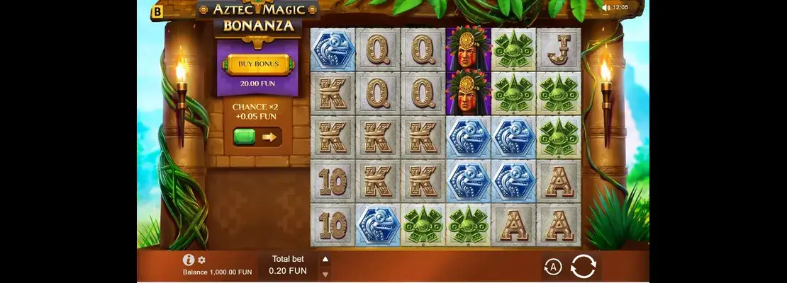 Úvodná obrazovka hry Aztec Magic Bonanza