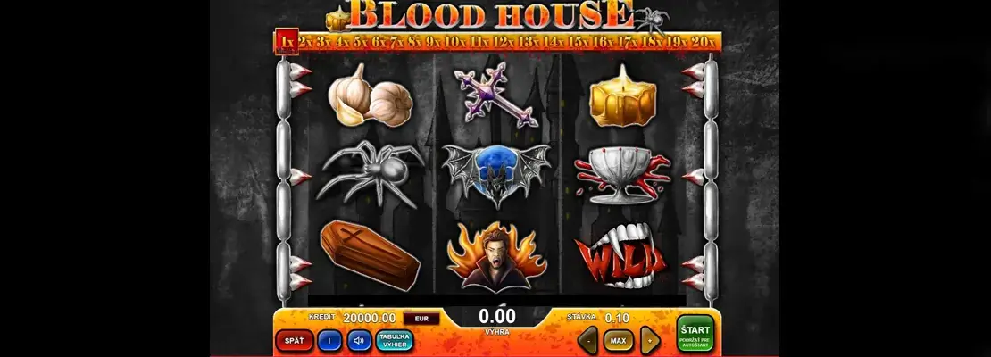 Úvodná obrazovka hry Blood House