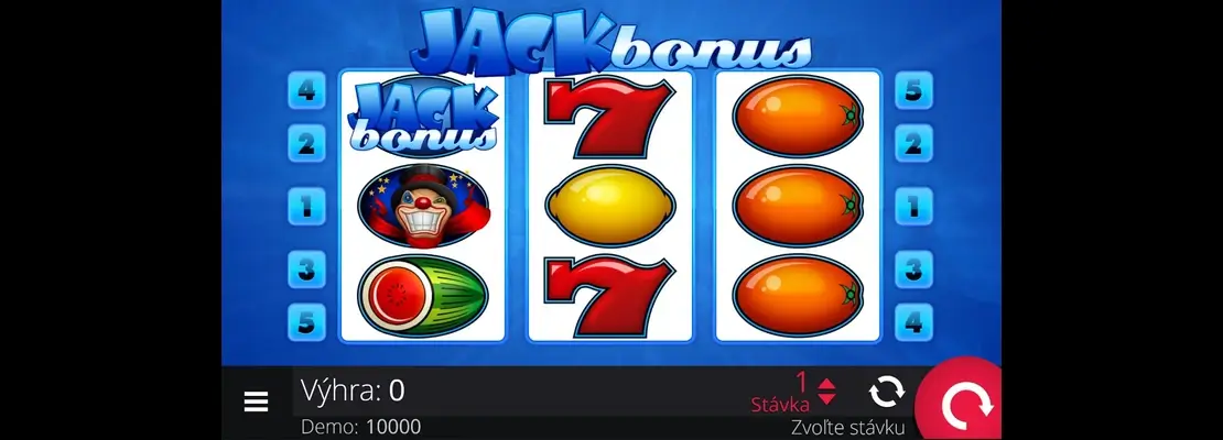 Úvodná obrazovka hry Bonus Jack