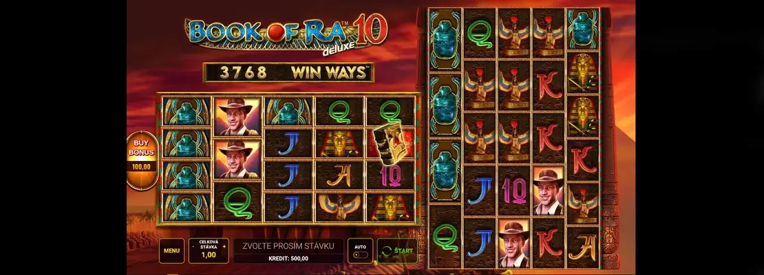 Úvodná obrazovka hry Book Of Ra Deluxe 10 Win Ways