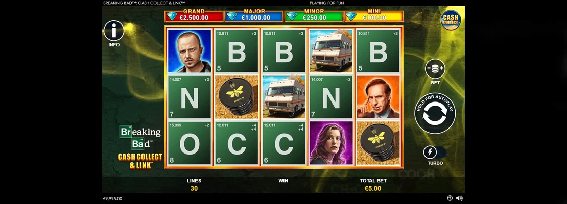 Úvodná obrazovka hry Breaking Bad Cash Collect and Link