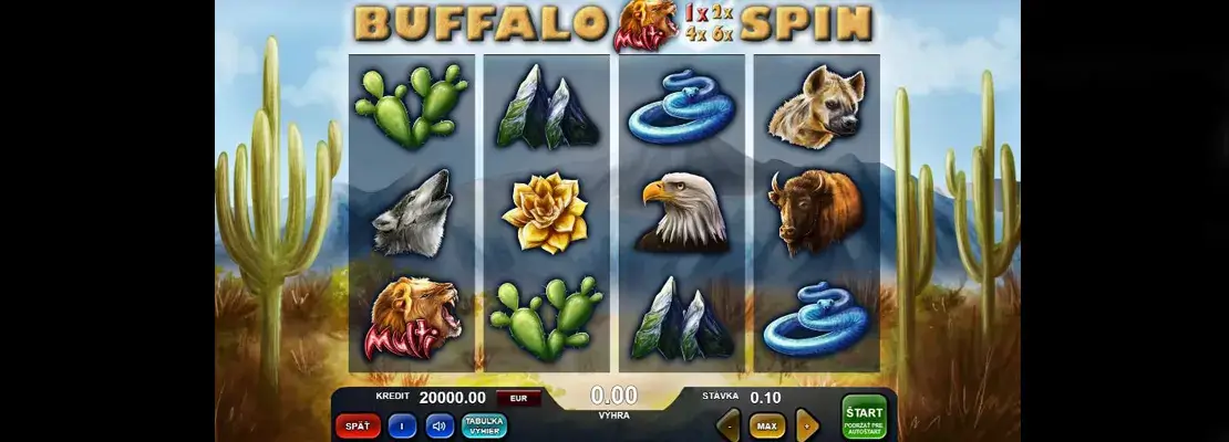 Úvodná obrazovka hry Buffalo Spin