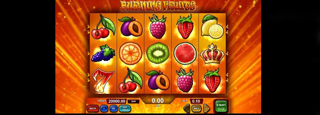 Úvodná obrazovka hry Burning Fruits