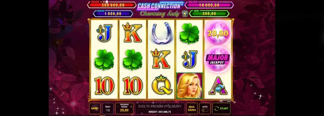 Úvodná obrazovka hry Cash Connection Charming Lady