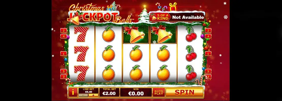 Úvodná obrazovka hry Christmas Jackpot Bells