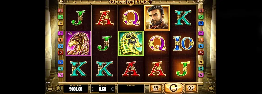 Úvodná obrazovka hry Coins Of Luck