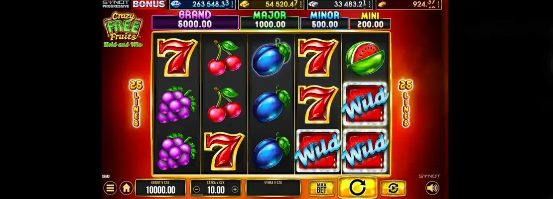 Úvodná obrazovka hry Crazy Free Fruits