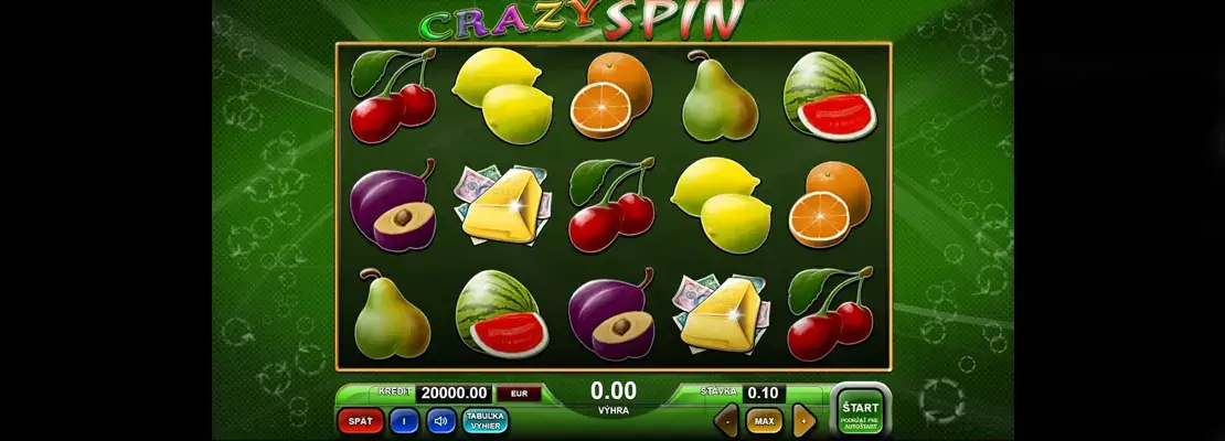 Úvodná obrazovka hry Crazy Spin