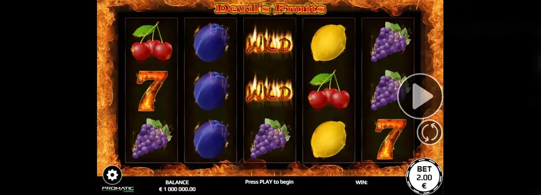 Úvodná obrazovka hry Devils Fruits Promatic Games