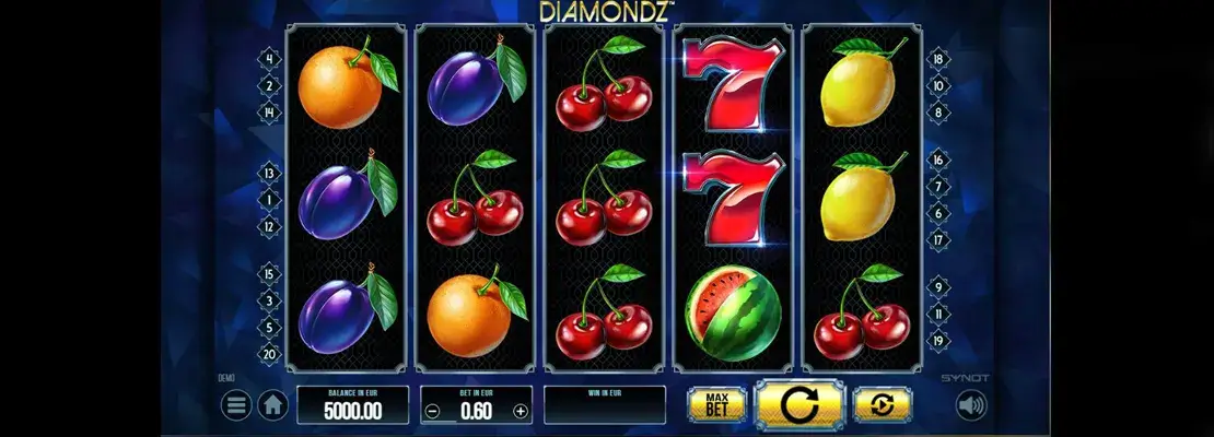 Úvodná obrazovka hry Diamondz