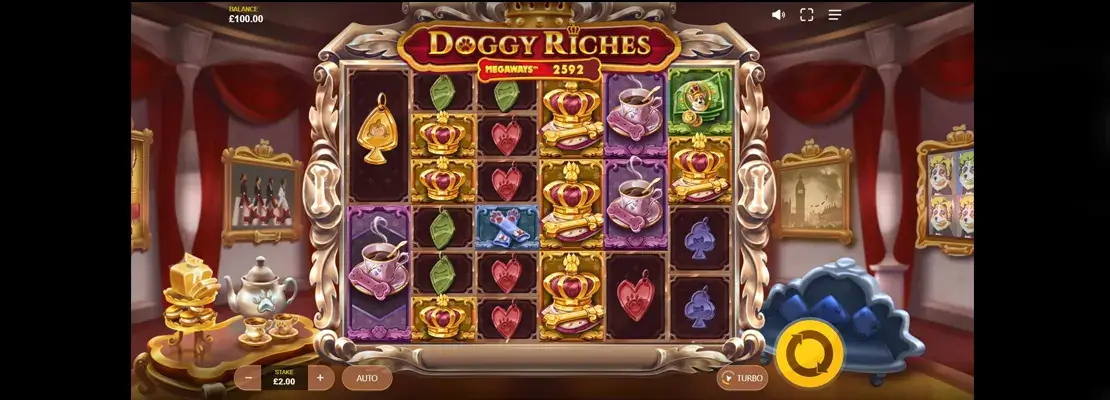 Úvodná obrazovka hry Doggy Riches Megaways