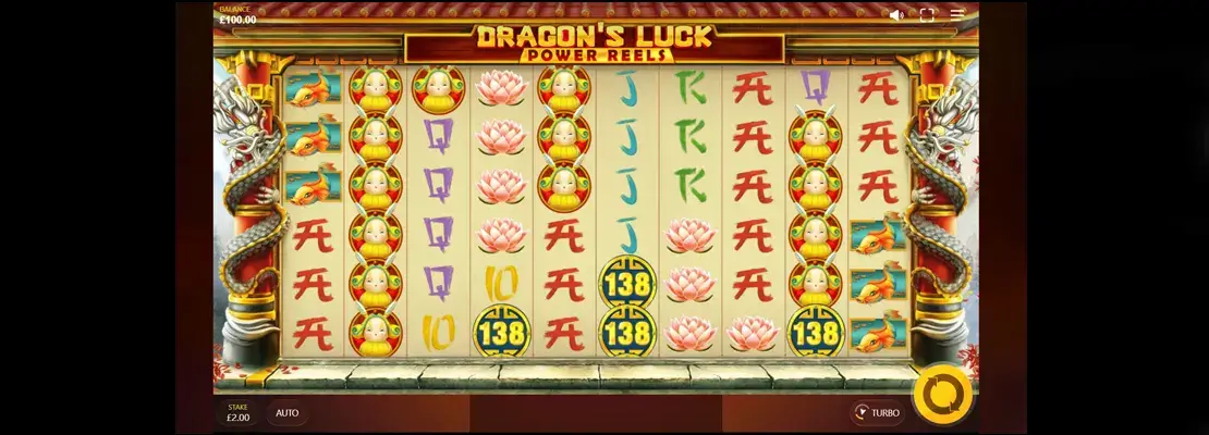 Úvodná obrazovka hry Dragons Luck Power Reels