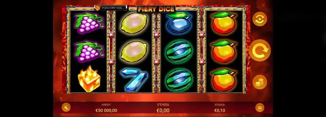 Úvodná obrazovka hry Fiery Dice