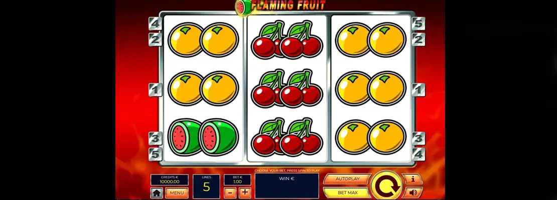 Úvodná obrazovka hry Flaming Fruit