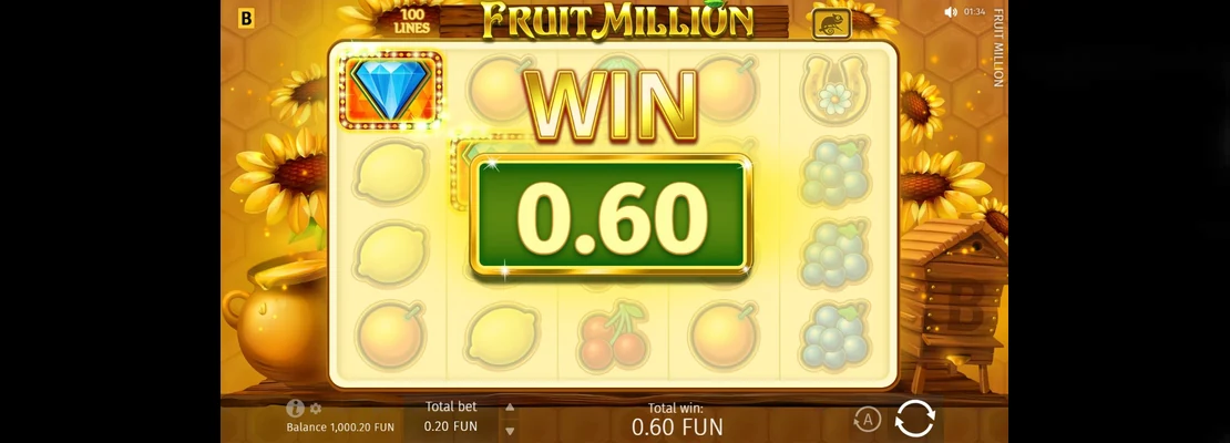 Úvodná obrazovka hry Fruit Million