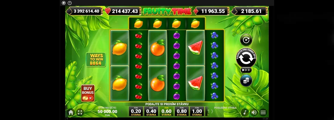 Úvodná obrazovka hry Fruity Time