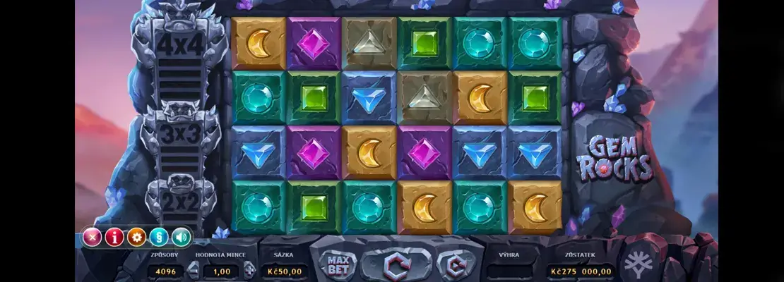Úvodná obrazovka hry Gem Rocks