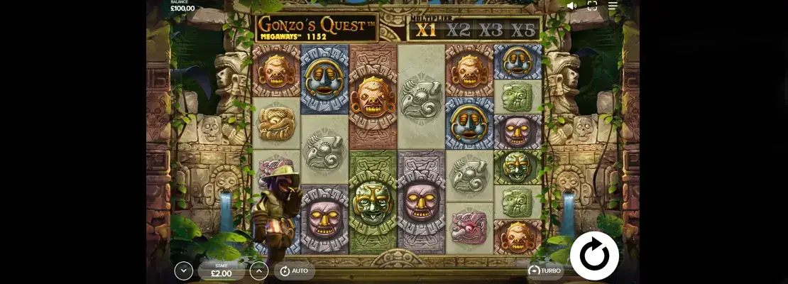 Úvodná obrazovka hry Gonzos Quest Megaways