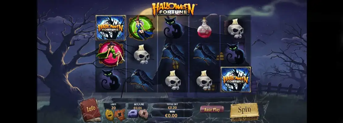 Úvodná obrazovka hry Halloween Fortune