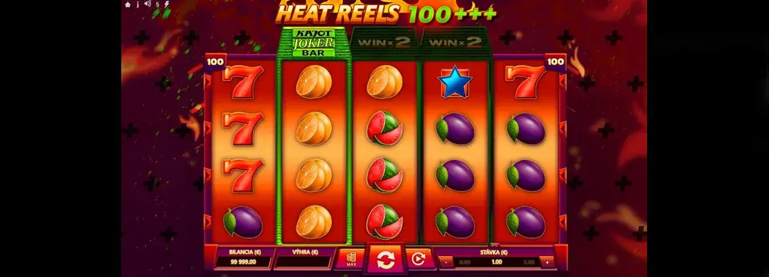 Úvodná obrazovka hry Heat Reels 100 Plus Plus Plus