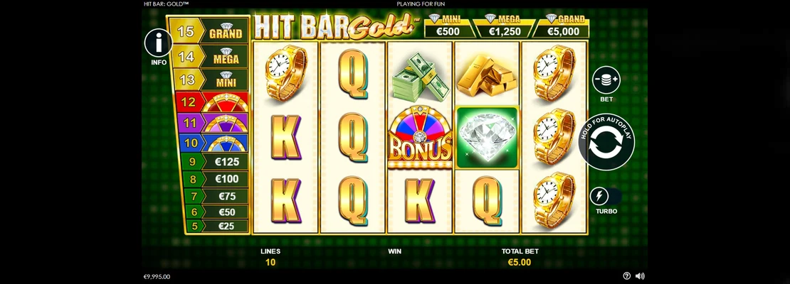 Úvodná obrazovka hry Hit Bar Gold