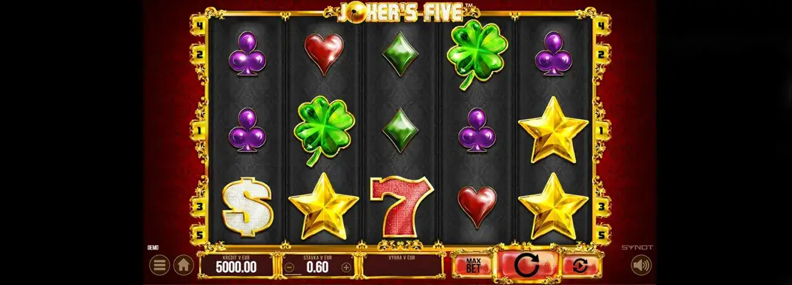Úvodná obrazovka hry Jokers Five