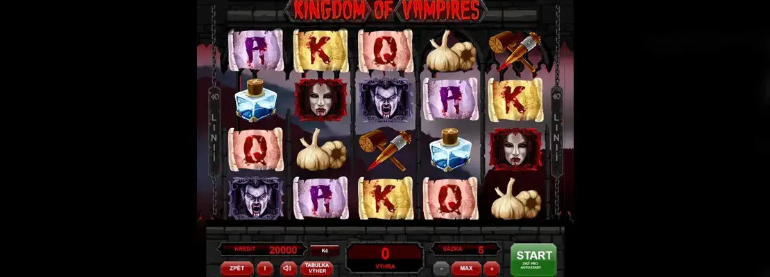 Úvodná obrazovka hry Kingdom Of Vampires