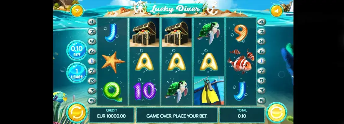 Úvodná obrazovka hry Lucky Diver
