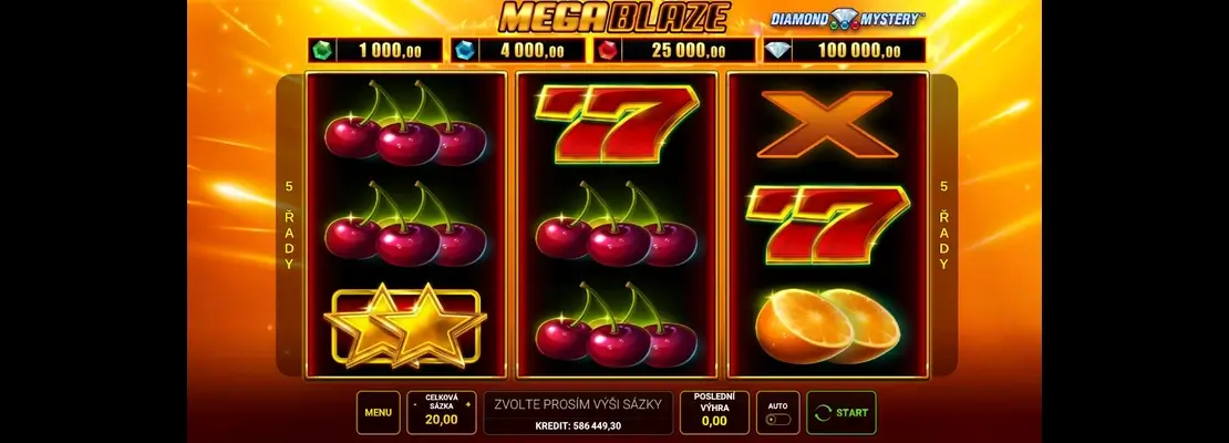 Úvodná obrazovka hry Mega Blaze