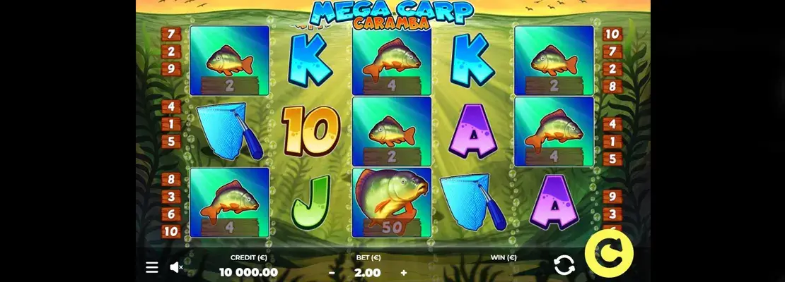 Úvodná obrazovka hry Mega Carp Caramba