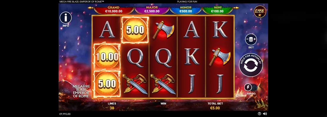 Úvodná obrazovka hry Mega Fire Blaze Emperor Of Rome