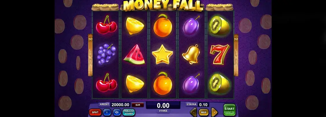 Úvodná obrazovka hry Money Fall